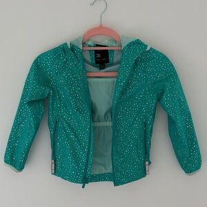Teal Polka Dot Hooded Rain Jacket XS